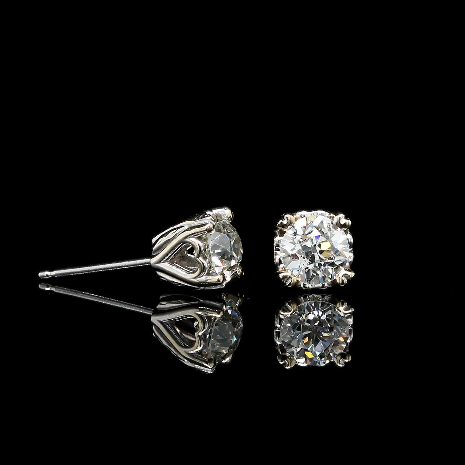 14K White Gold Estate Diamond Studs, 14k white gold, Long's Jewelers