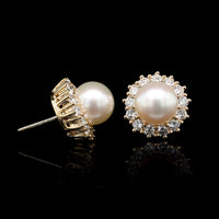 14K Yellow Gold Estate Cultured Pearl and Diamond Earrings, 14k yellow gold, Long's Jewelers