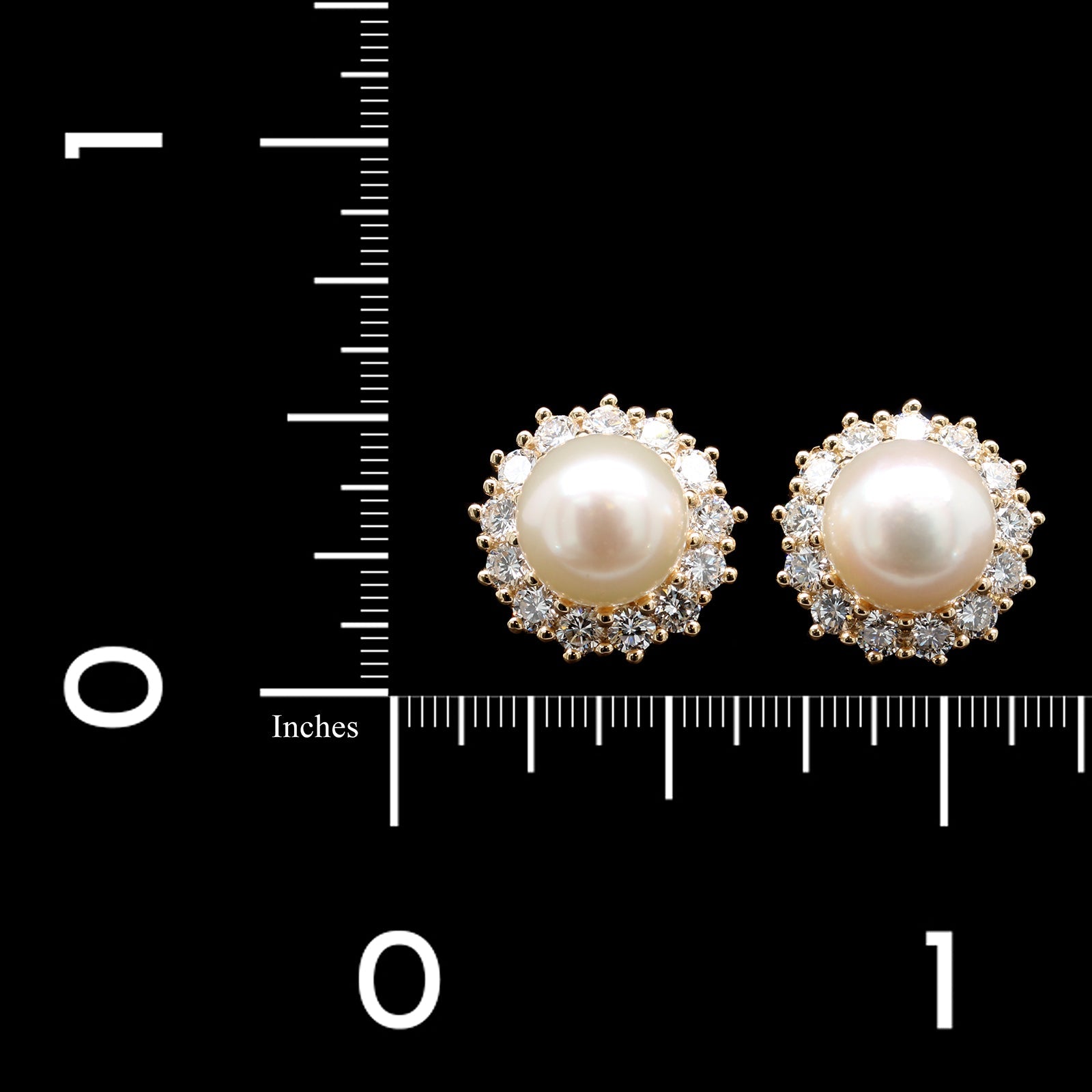 14K Yellow Gold Estate Cultured Pearl and Diamond Earrings, 14k yellow gold, Long's Jewelers