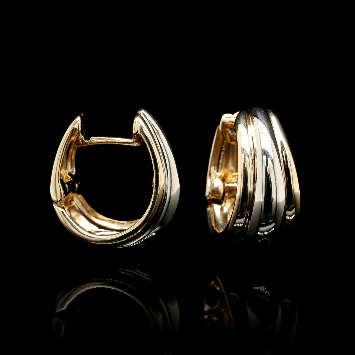 14K Two-tone Estate Gold Hoops