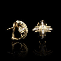 Estate Tiffany & Co. 18K Yellow Gold Small Diamond Signature X Earrings