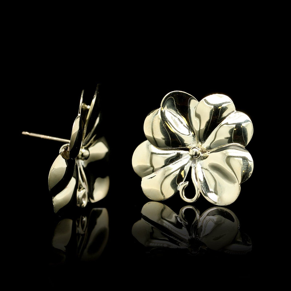 14K Yellow Gold Estate Flower Stud Earrings