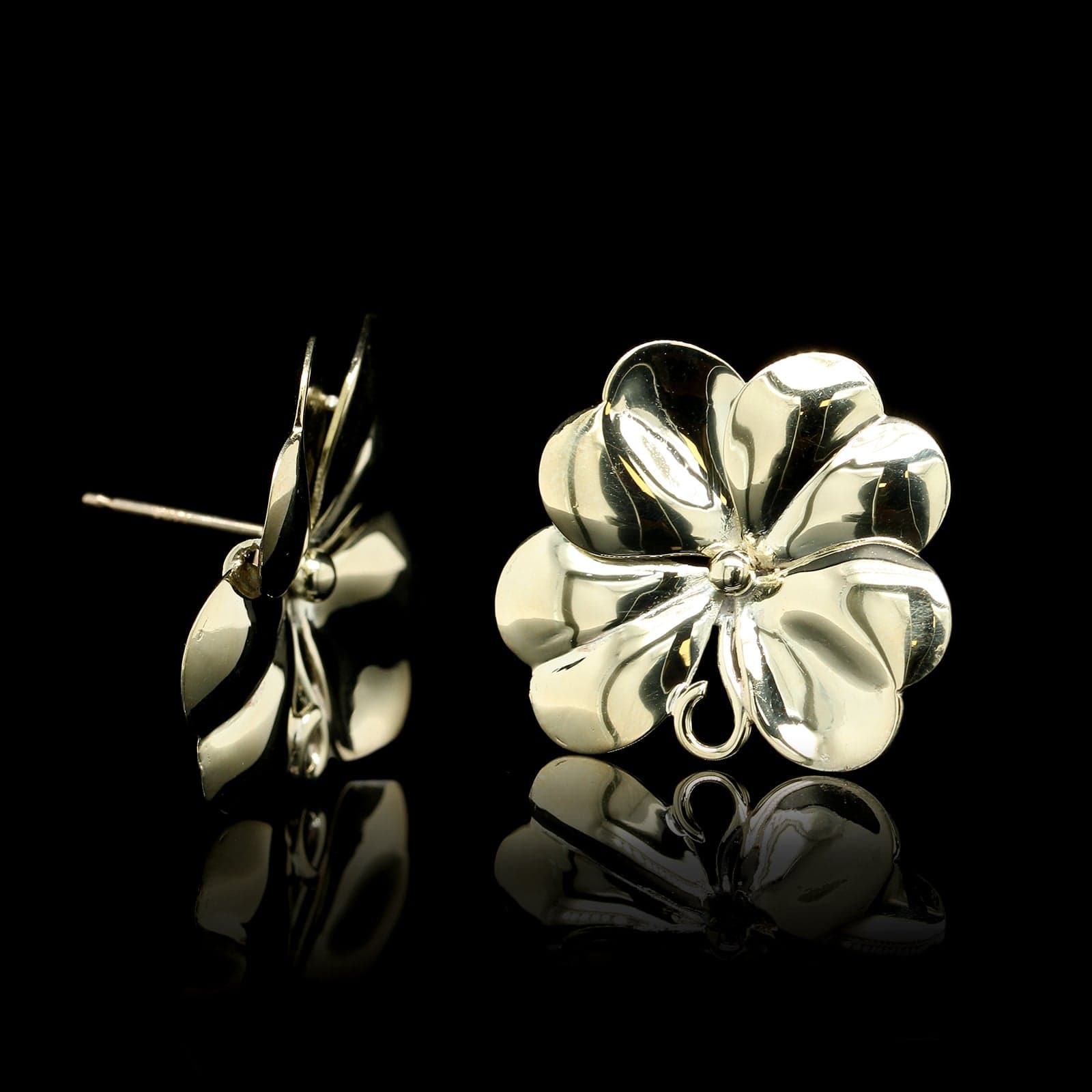 14K Yellow Gold Estate Flower Stud Earrings