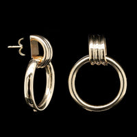 14K Yellow Gold Estate Circle Drop Earrings