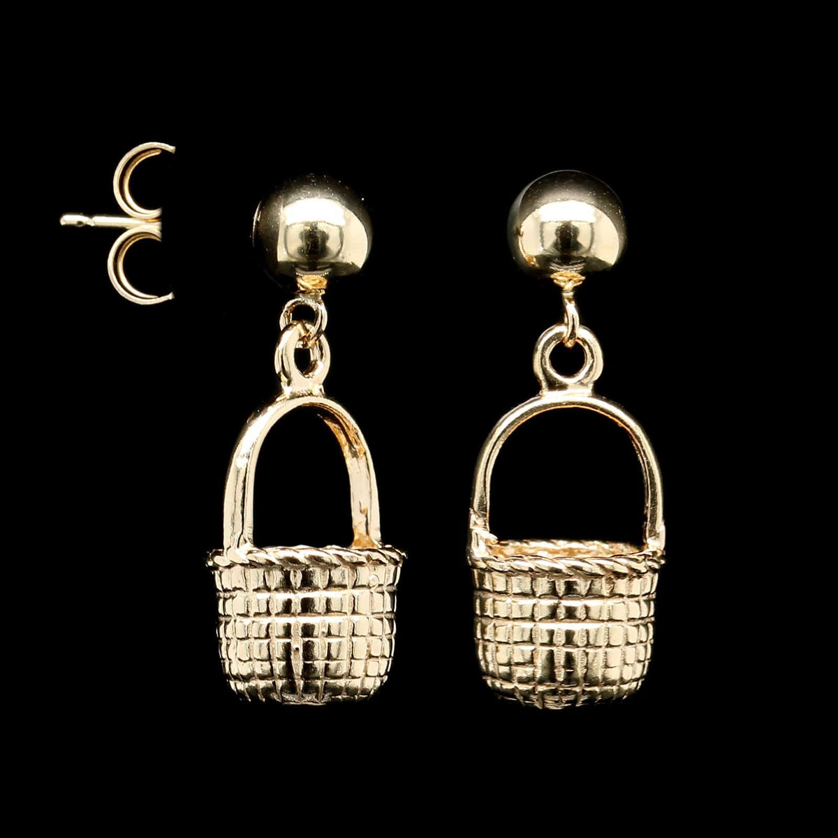 14K Yellow Gold Estate Nantucket Basket Earrings