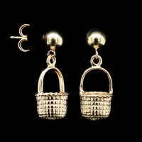 14K Yellow Gold Estate Nantucket Basket Earrings