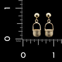 14K Yellow Gold Estate Nantucket Basket Earrings