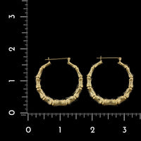 14K Yellow Gold Estate Bamboo Hoop Earrings