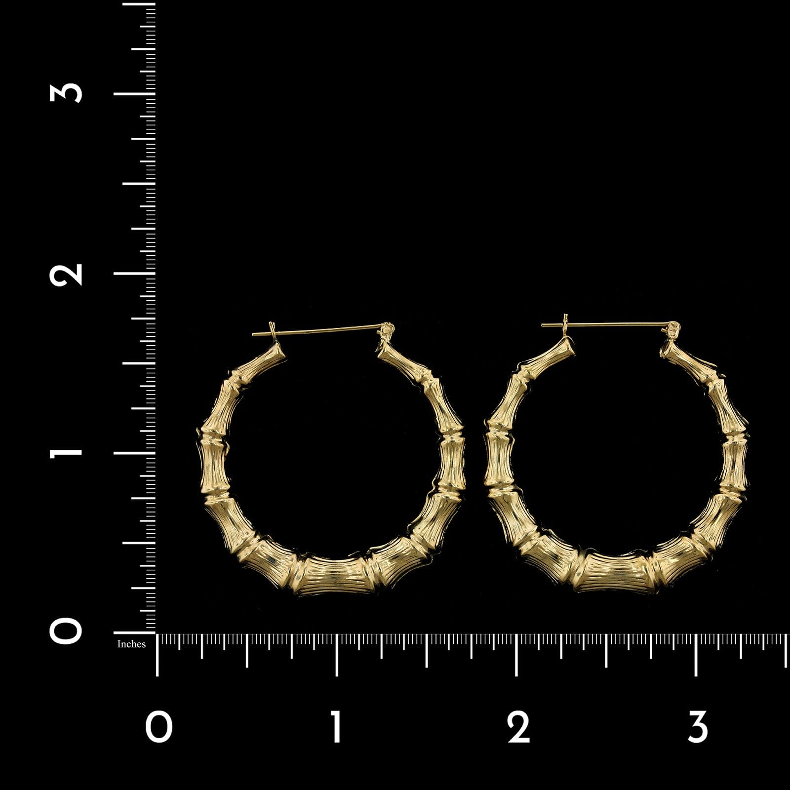 14K Yellow Gold Estate Bamboo Hoop Earrings