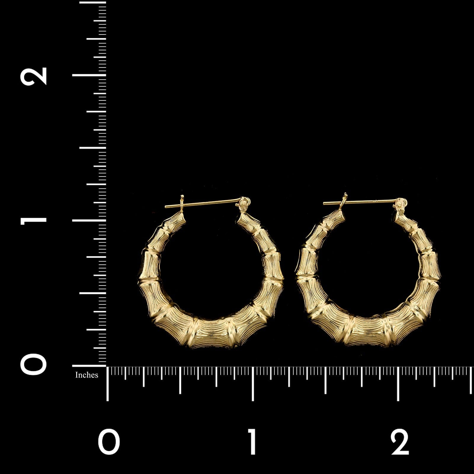 14K Yellow Gold Estate Bamboo Hoop Earrings