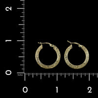 14K Yellow Gold Estate Textured Hoop Earrings, 14k yellow gold, Long's Jewelers