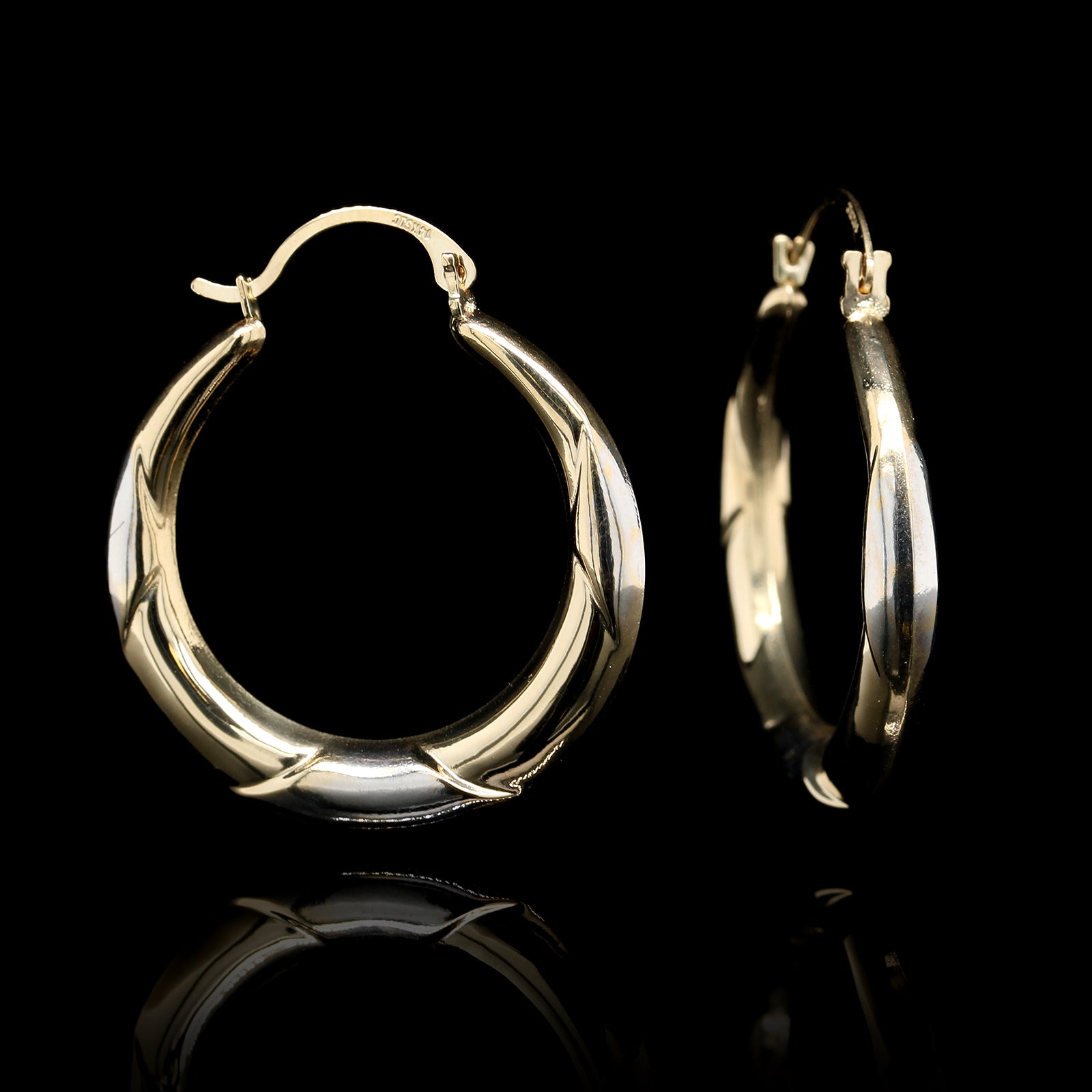 14K Two-tone Estate Gold Hoop Earrings