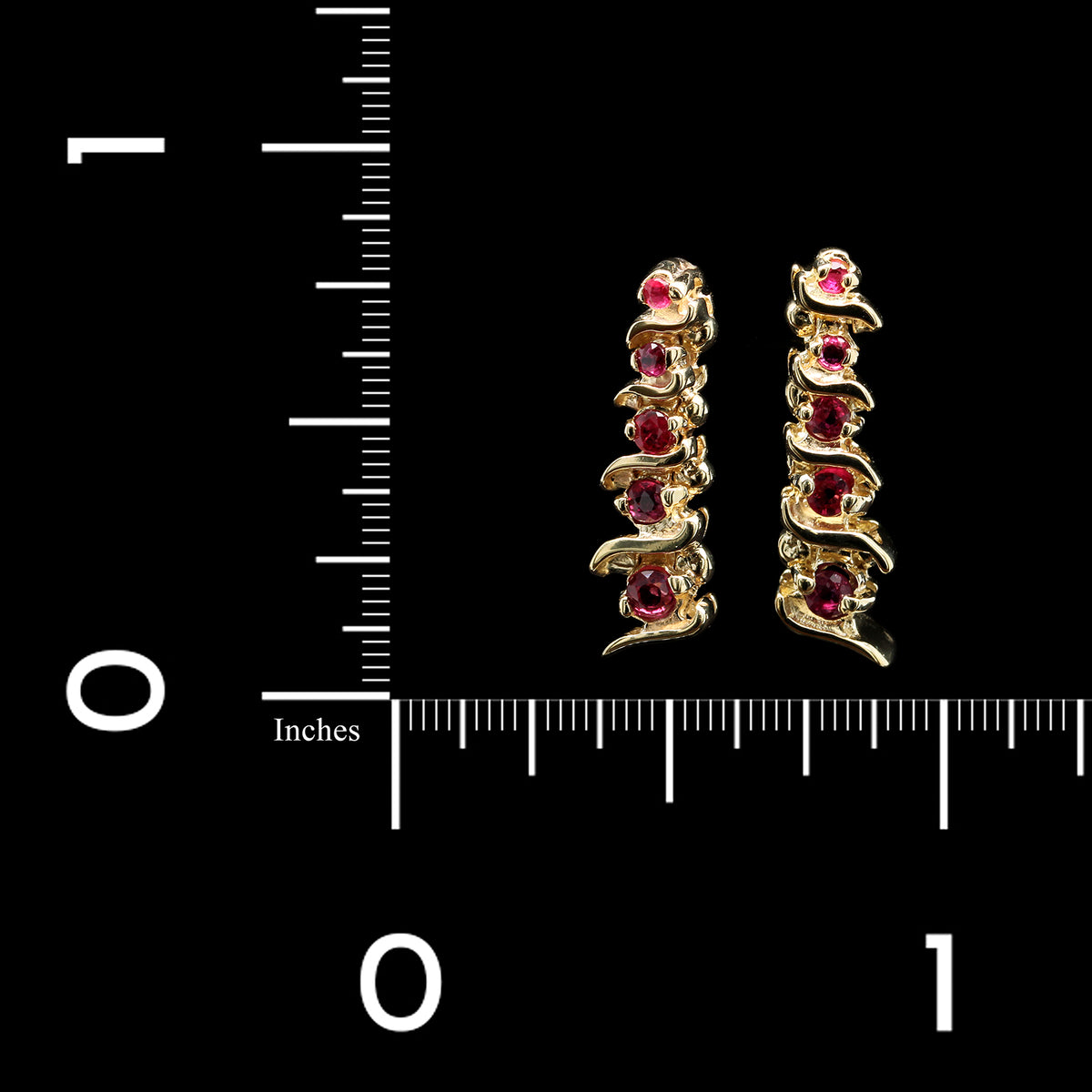 14K Yellow Gold Estate Ruby Earrings