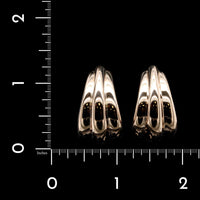 14K Yellow Gold Estate Ribbed Half Hoop Earrings