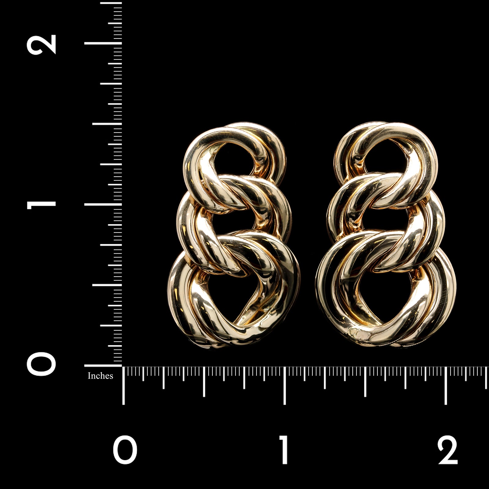 14K Yellow Gold Estate Double Link Drop Earrings