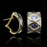 18K Two-Tone Gold Estate Tanzanite Earrings