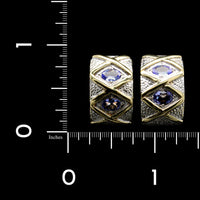 18K Two-Tone Gold Estate Tanzanite Earrings
