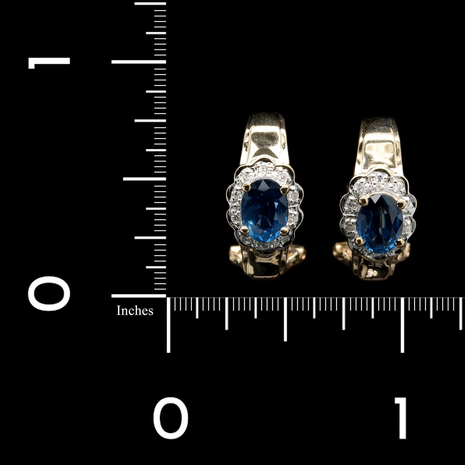 14K Yellow Gold Estate Sapphire and Diamond Earrings