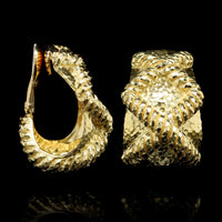 David Webb 18K Yellow Gold Estate Hoop Ear Clips