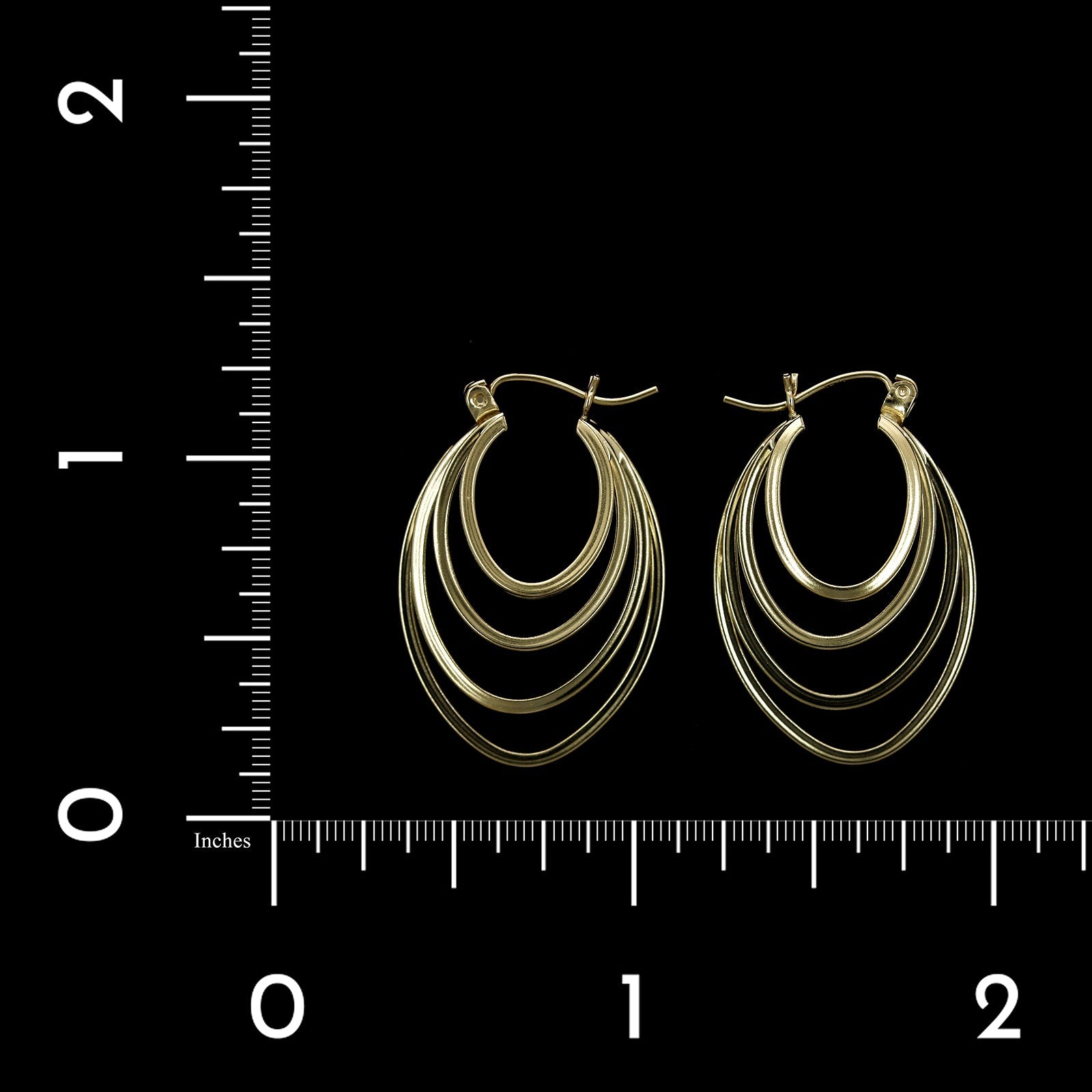 14K Yellow Gold Estate Four Row Hoop Earrings, 14k yellow gold, Long's Jewelers