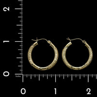 14K Yellow Gold Estate Diamond Cut Hoop Earrings, 14k yellow gold, Long's Jewelers