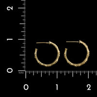 14K Yellow Gold Estate Bamboo Hoop Earrings