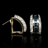 14K Yellow Gold Estate Sapphire and Diamond Earrings