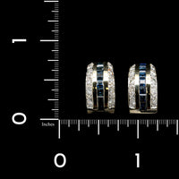 14K Yellow Gold Estate Sapphire and Diamond Earrings