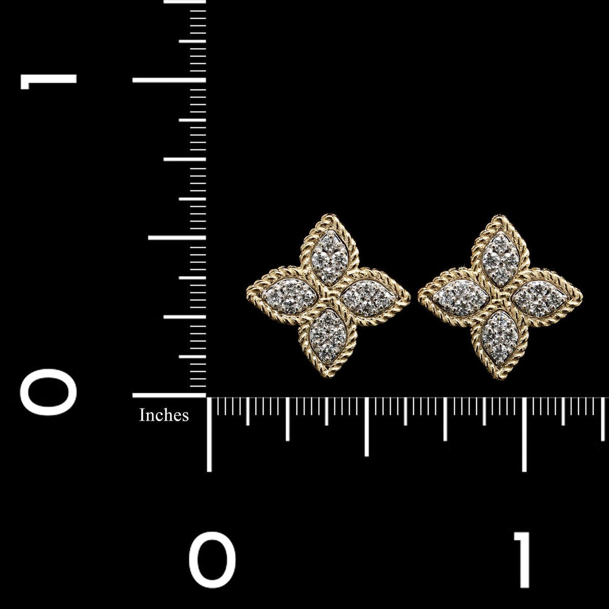 Roberto Coin 18K Yellow Gold Estate Diamond Princess Flower Earrings