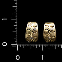 18K Two-tone Gold Estate Floral Hoop Earrings