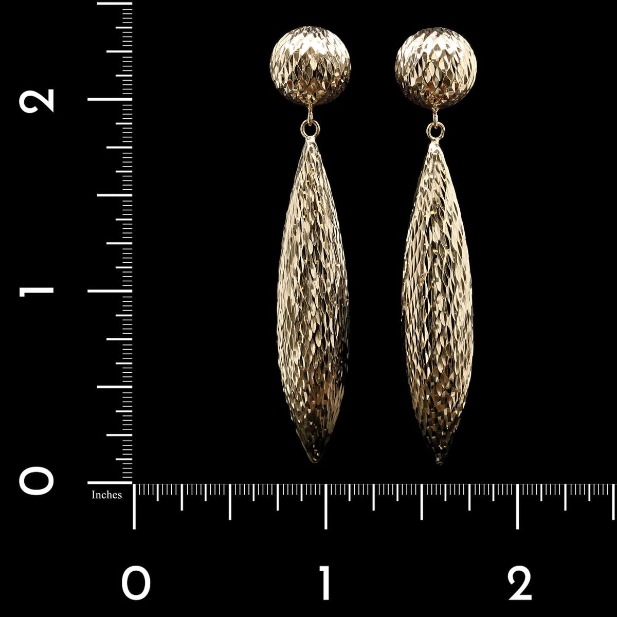 14K Yellow Gold Estate Diamond Cut Drop Earrings