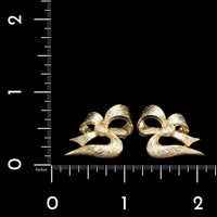 18K Yellow Gold Estate Ribbon Bow Earrings
