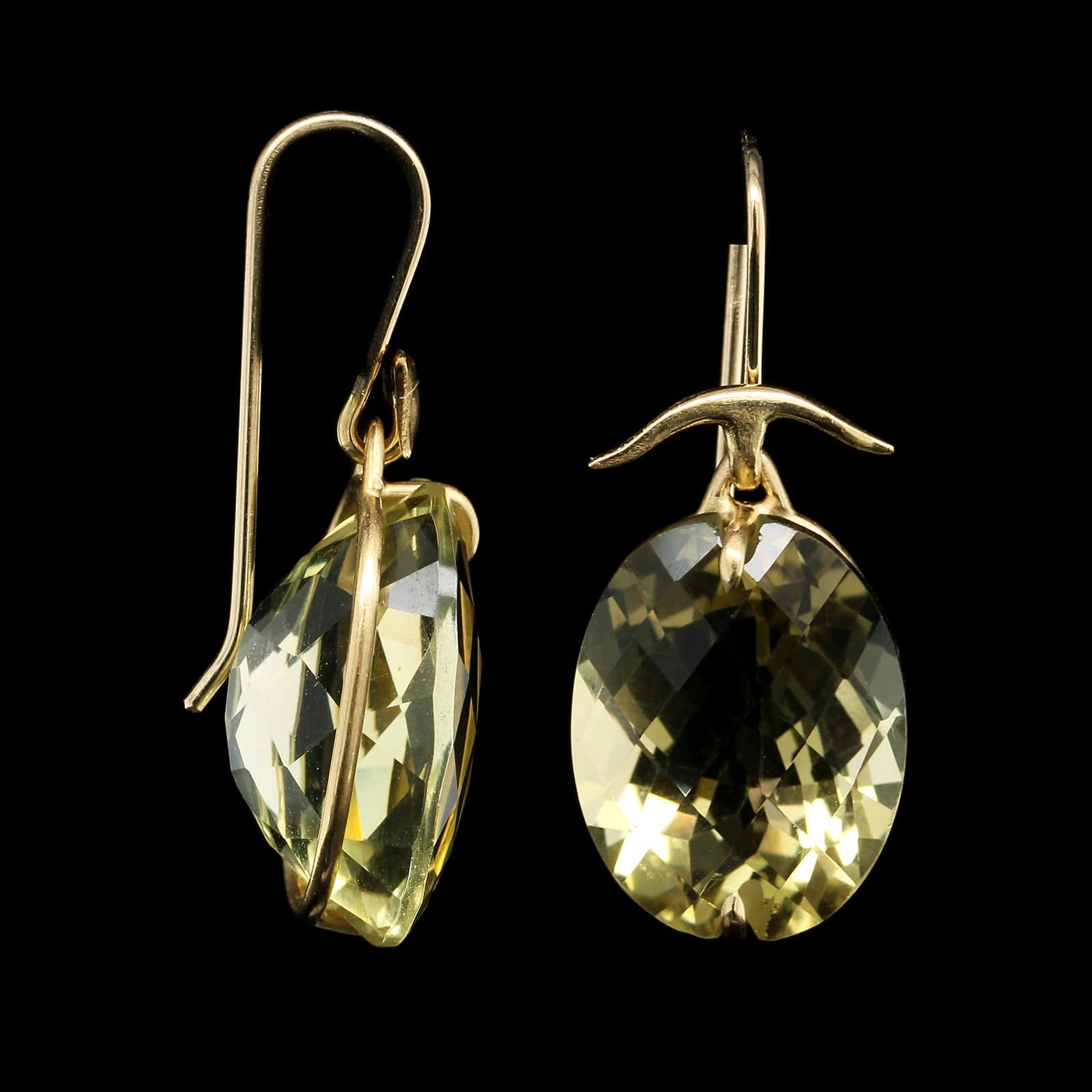 Gabriella Kiss 18K Yellow Gold Estate Green Quartz Earrings