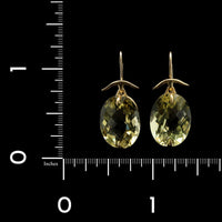 Gabriella Kiss 18K Yellow Gold Estate Green Quartz Earrings