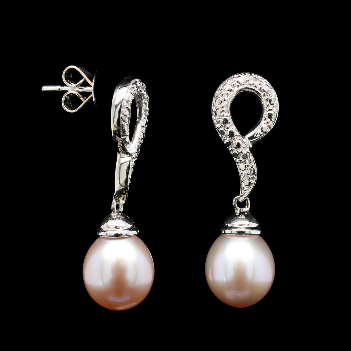 14K White Gold Estate Cultured Freshwater Pearl Earrings