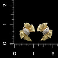 18K Two-Tone Gold Estate Diamond Bow Earrings