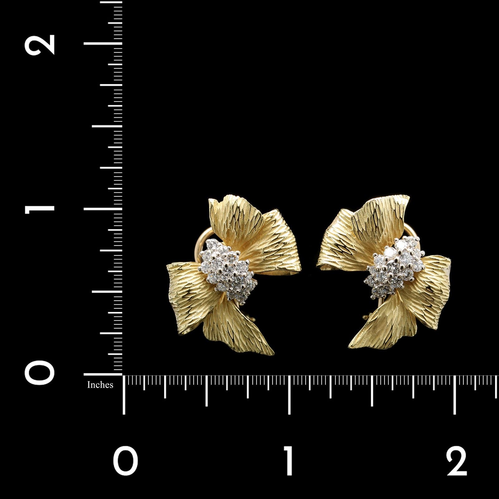 18K Two-Tone Gold Estate Diamond Bow Earrings