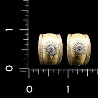 18K Tricolor Gold Estate Diamond Half Hoop Earrings