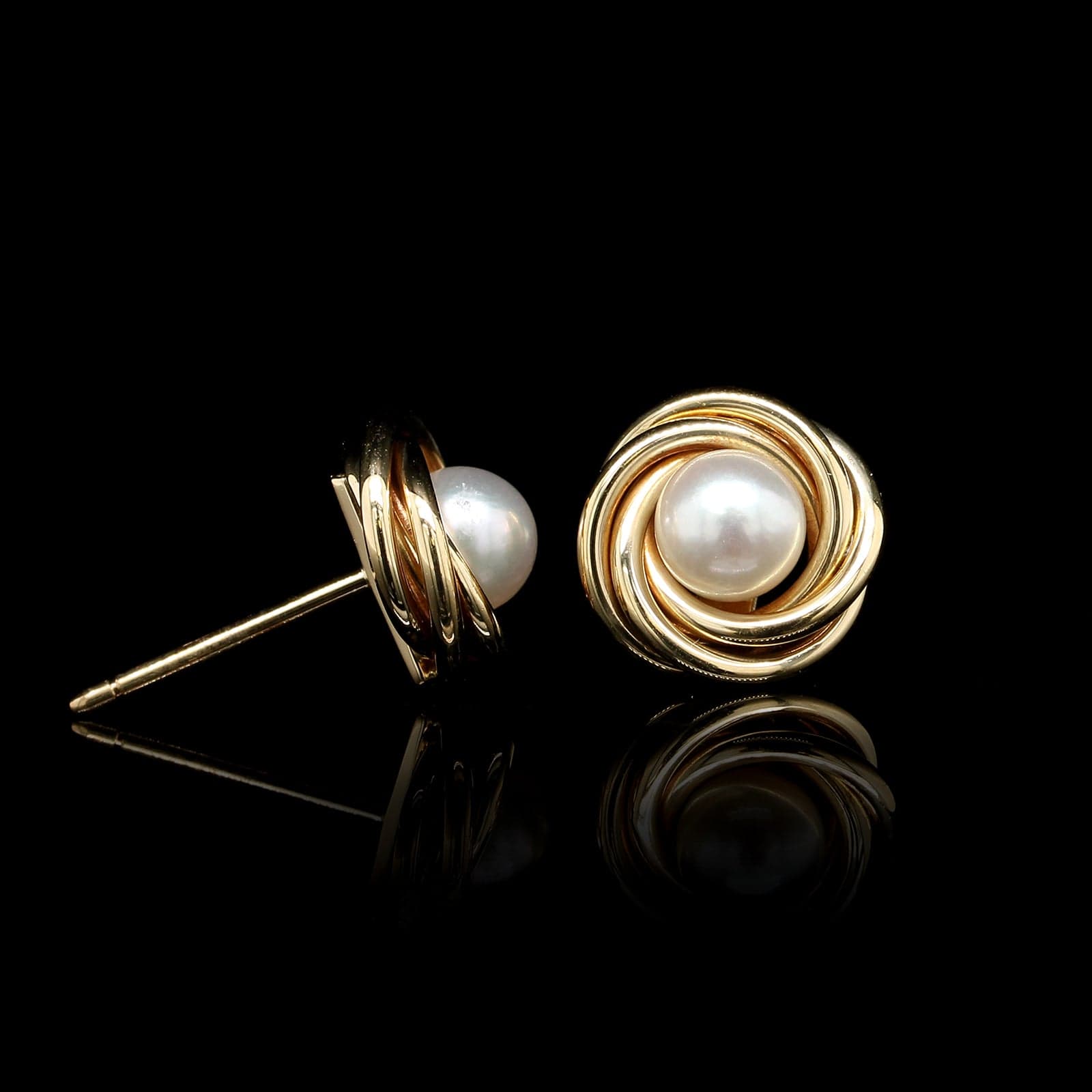 Tiffany & Co. 18K Yellow Gold Estate Cultured Pearl Knot Earrings