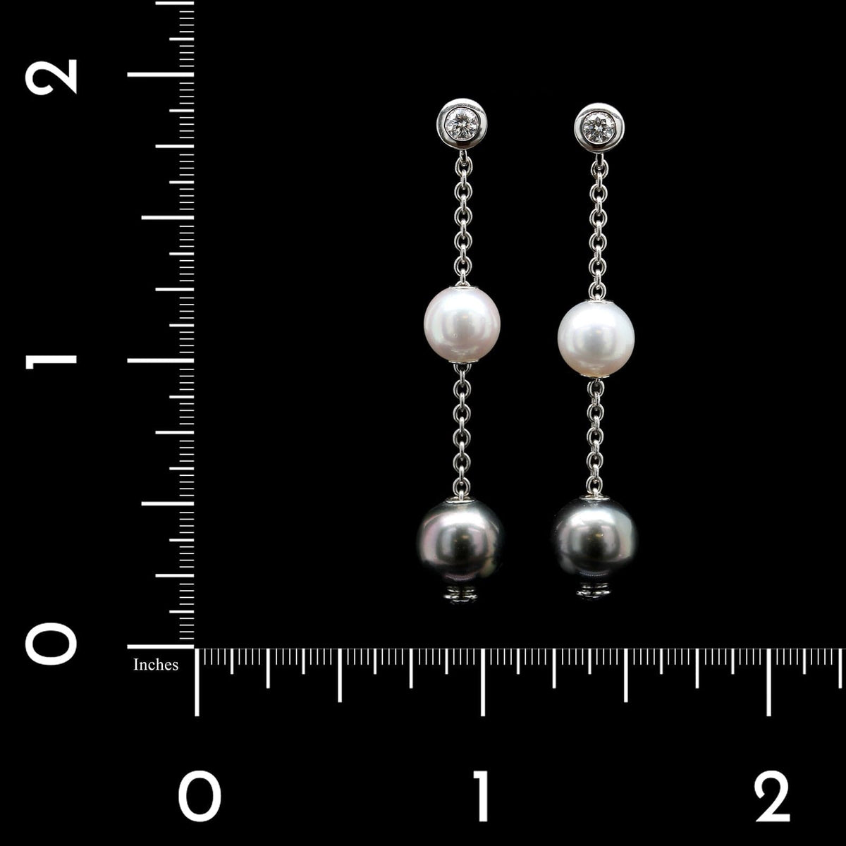 Mikimoto 18K White Gold Estate Cultured Pearl and Diamond Pearls in Motion Earrings