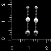 Mikimoto 18K White Gold Estate Cultured Pearl and Diamond Pearls in Motion Earrings