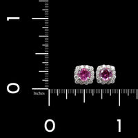 14K White Gold Estate Pink Sapphire and Diamond Earrings