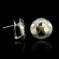 John Hardy Sterling Silver and 18K Yellow Gold Estate Legends Naga Button Earrings