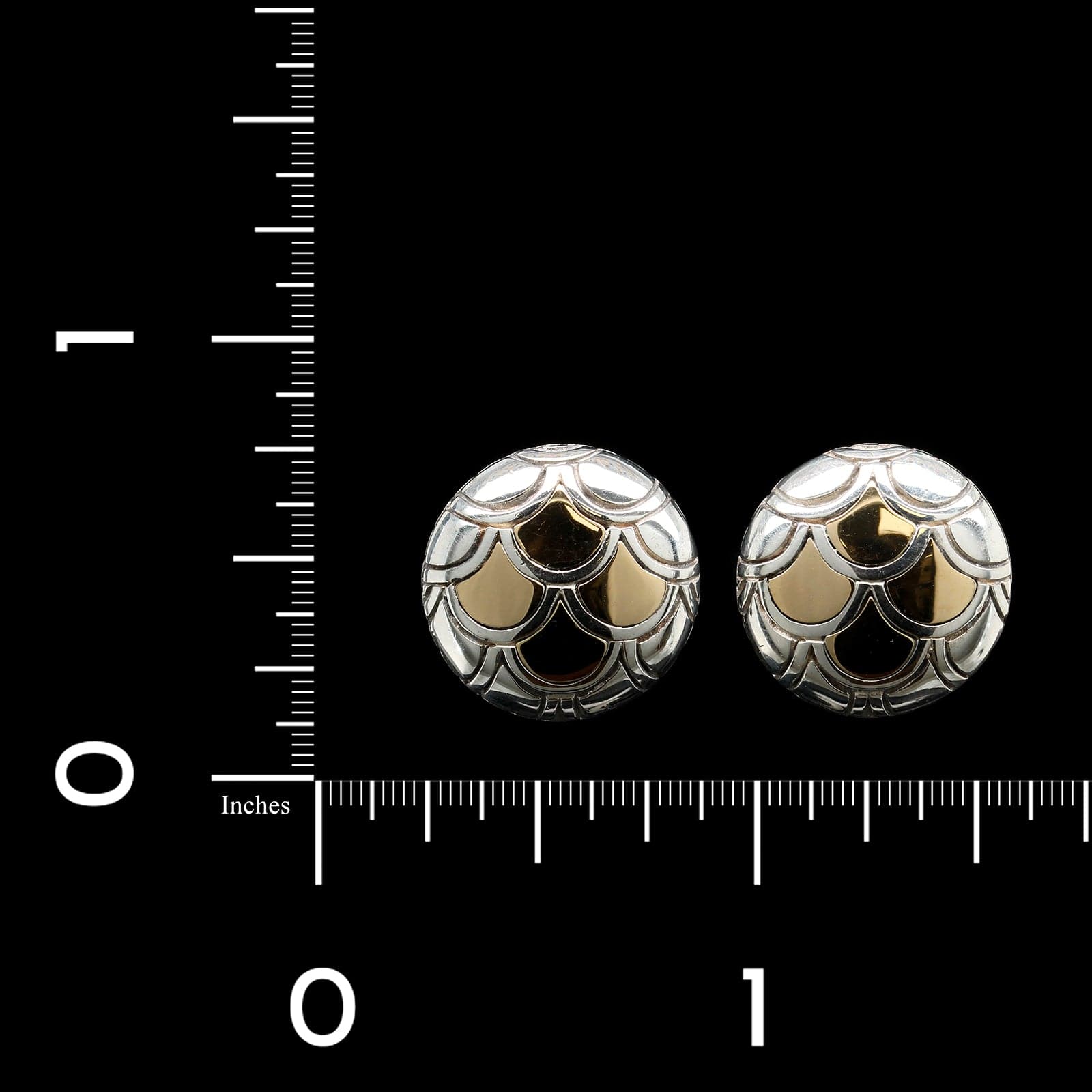 John Hardy Sterling Silver and 18K Yellow Gold Estate Legends Naga Button Earrings
