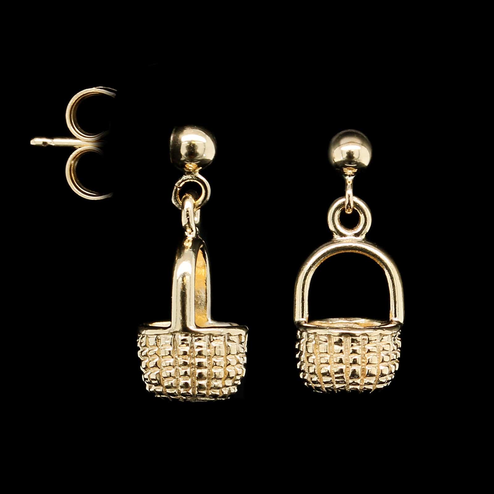 14K Yellow Gold Estate Nantucket Basket Earrings