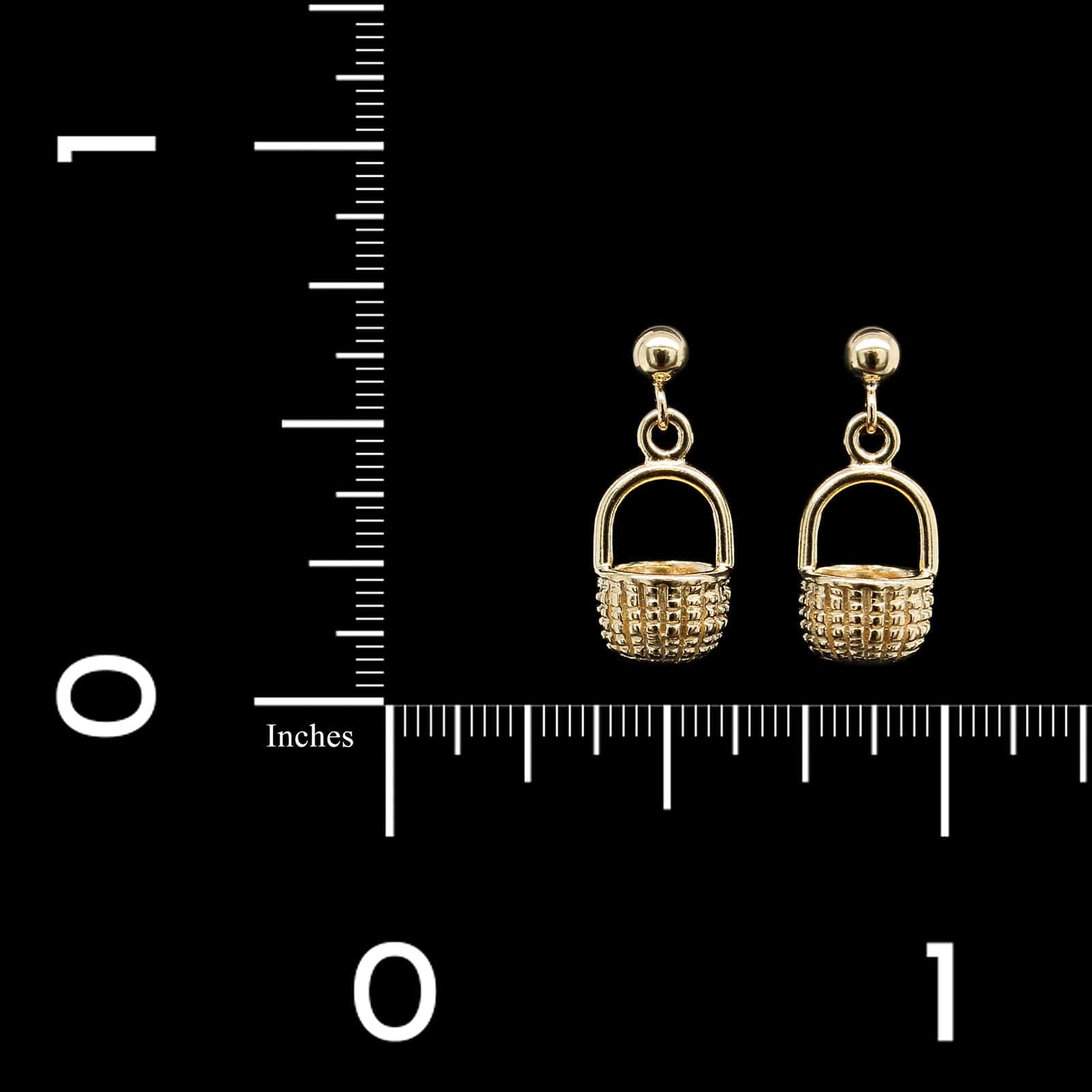 14K Yellow Gold Estate Nantucket Basket Earrings