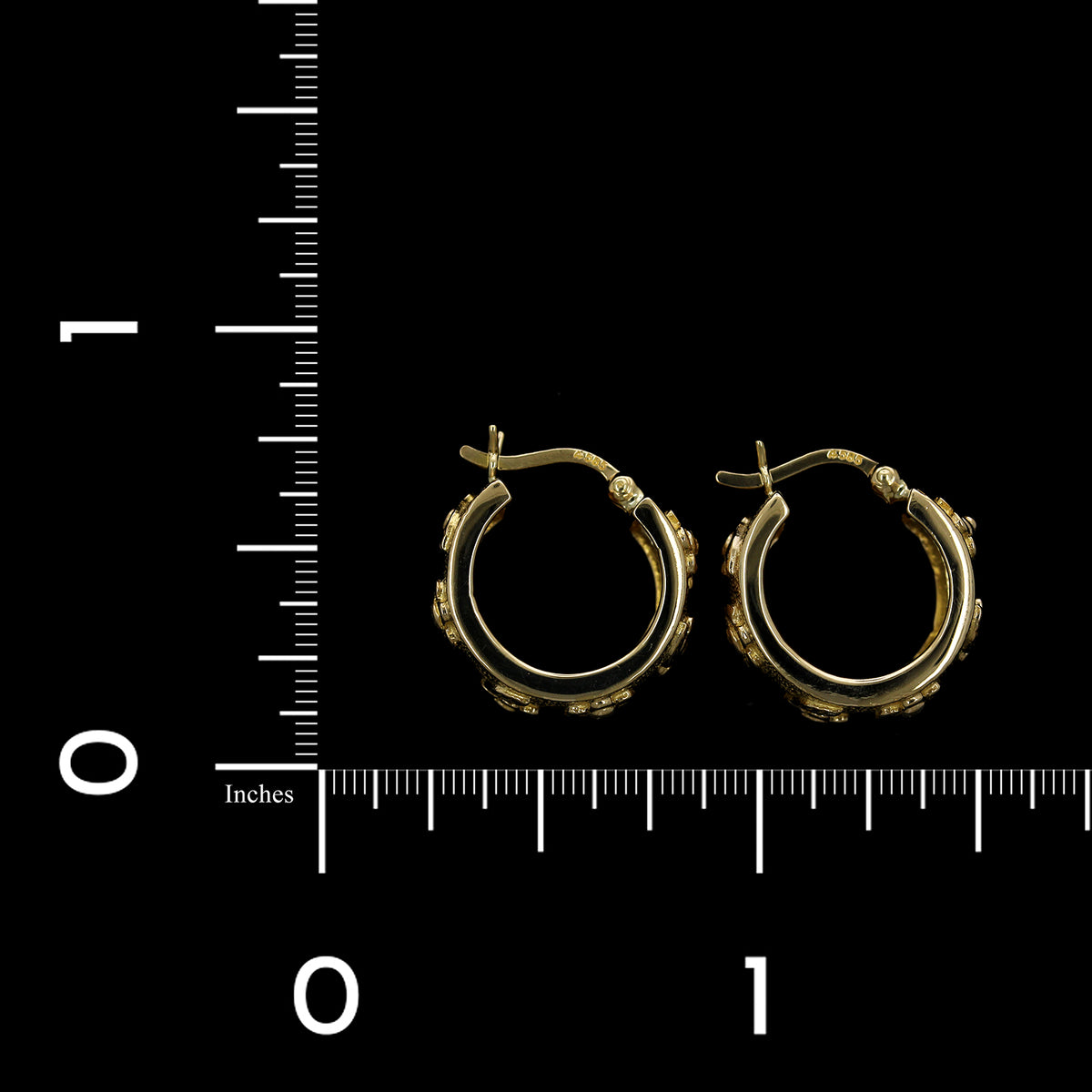 14K Yellow Gold Estate Floral Hoops
