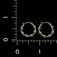 14K Two-Tone Gold Estate Bead Hoop Earrings