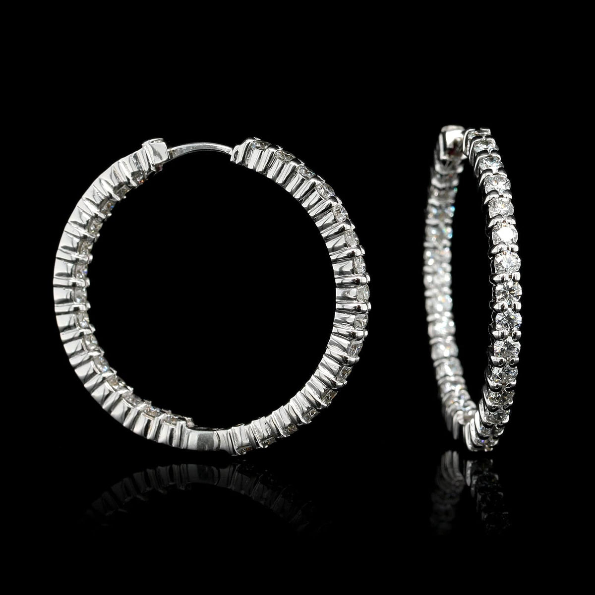 Roberto Coin 18K White Gold Estate Diamond Inside Out Hoops