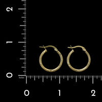 14K Yellow Gold Estate Diamond Cut Hoop Earrings